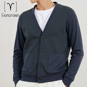 <strong>Men's</strong> <strong>UK</strong> Merino <strong>Wool</strong> <strong>Cardigan</strong> Machine Washable Slim Fit Business Casual Winter Knit Pullover Lightweight Office Wear for - Product Image 1