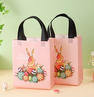 Sac d'épicerie non tissé recyclable et écologique de conception de lapin de dessin animé avec le logo d'impression personnalisée pour des achats de Pâques et l'usage d'artisanat