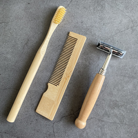 Rasoir de sécurité double tranchant de haute qualité avec manche en bois de bambou et tête remplaçable avec lames pour le rasage et l'entretien de la barbe masculine