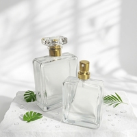 Flacons de parfum en verre transparents rectangulaires de 100 ml avec pompe pulvérisatrice pour sérums de soin et huiles essentielles, sérigraphiés, sans diffuseur à bâtonnets