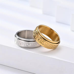 Anelli Vintage Trendy in Acciaio Inossidabile con Design Girevole e Inciso, Anello Placcato Oro di Alta Qualità per Anniversari - Product Image 5