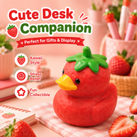 Jouet anti-stress en forme de canard fraise, grande taille, jouet à presser en farine, simulation de nourriture