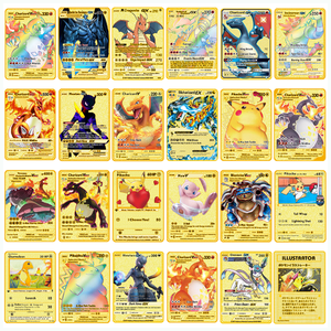 Pokemon Card New Kids Children Gold Spanish Playing Game Metalicas Charizard Vmax Gx Collection Case Toy For Metal Pokemon Trading Card