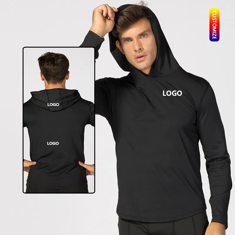 Factory Price New Arrival Long Sleeve Tops For Men Sportswear Breathable Gym Fitness Wear Workout Training Hoodies