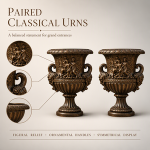 Esculturas de Jarrones de Flores de Estilo Romano en Bronce Antiguo con Relieve de Ángel para Patios de Mansiones, Resorts y Espacios Públicos - Product Image 2