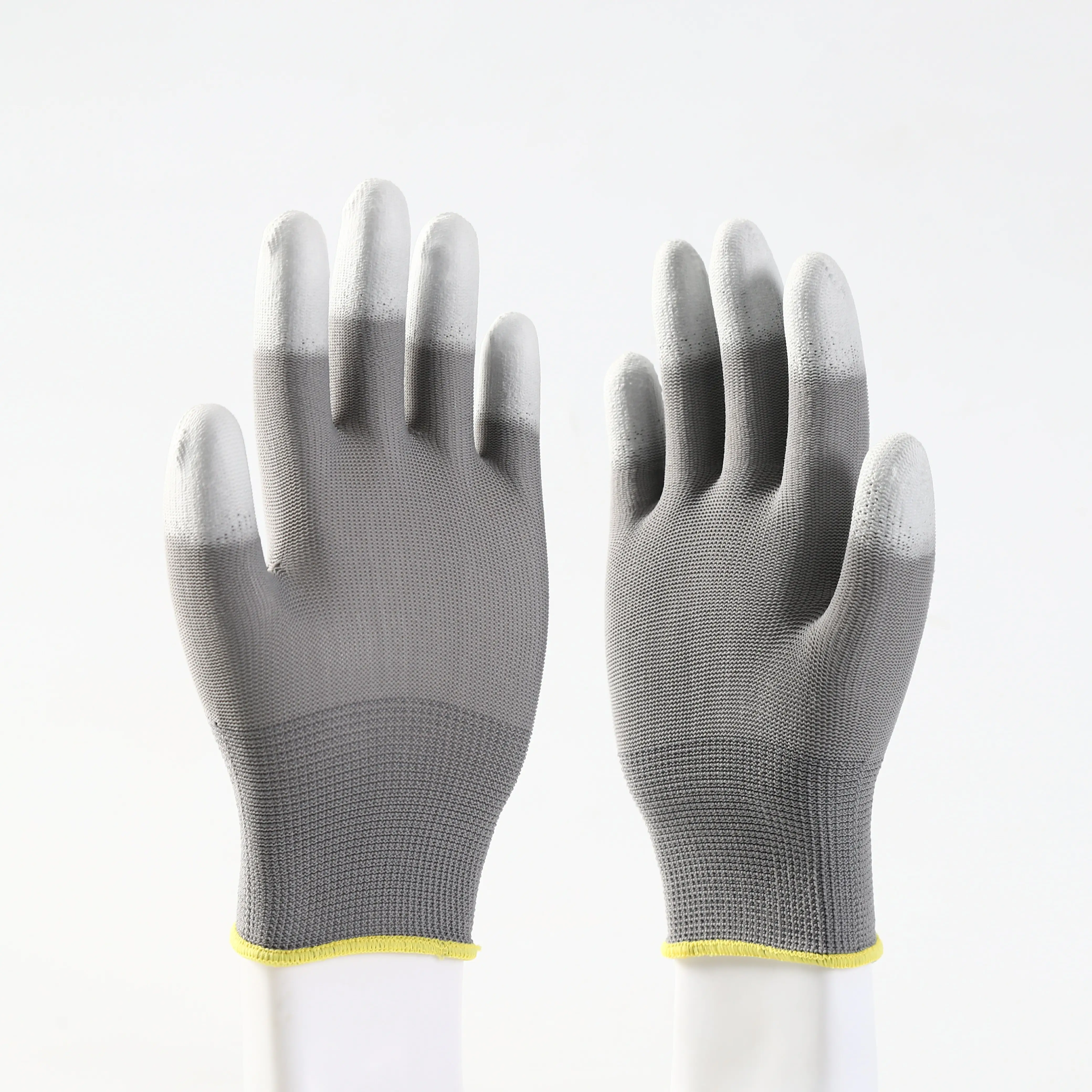 CE onaylı Polyester PU parmak daldırma iş eldivenleri üst elektronik iş için uygun