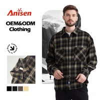 Chemises en flanelle de polyester à carreaux avec logo personnalisé pour hommes Veste d'hiver à bouton unique avec logo à l'avant
