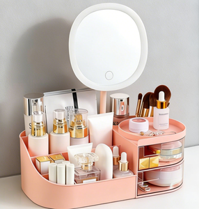 Organizador de Maquillaje de Plástico para Escritorio, Transparente, con Clasificación, Espejo Cosmético, para Cosméticos - Product Image 5