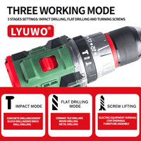 Perceuse-visseuse à percussion sans fil LYUWO, outil électrique, perceuse à percussion au lithium, ensemble de tournevis pour la construction domestique et la construction en bois