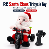 Tricycle de Père Noël télécommandé RC, jouet électrique en peluche rouge avec phare avant et ressorts hélicoïdaux, pour intérieur et extérieur, idéal pour Noël à la maison
