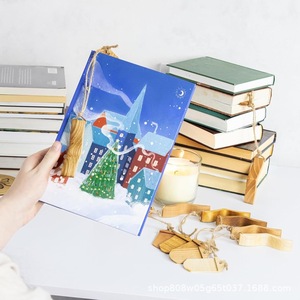 Cross Border <b>Wooden</b> <b>Bookend</b> Scenic Christmas Design Minimalist Style Natural Wood Color Single Piece For Adults Reading Support - Product Image 1