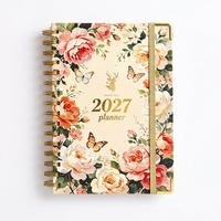 Organiseur personnalisable 2027 avec couverture en tissu/PP, planificateur de gestion du temps, une page par jour, reliure spirale