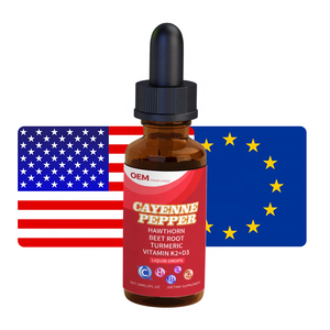 Extrait de piment de Cayenne en gros, OEM, gouttes liquides, 100% végétal, conforme aux normes européennes, étiquetage et emballage personnalisés - Product Image 1