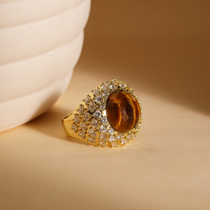 Nhẫn sang trọng với mỹ kim cương thiết kế tự nhiên nhiều màu Đá Quý Dát chất lượng tốt Đồng resizable mạ đồ trang sức - Product Image 3