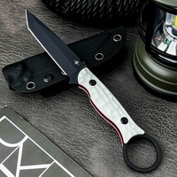 Couteau EDC portable de survie en plein air avec manche complet, haute dureté, petite lame fixe droite avec étui Kydex pour le camping et la chasse