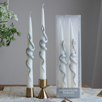 Lot de 2 bougies décoratives stéréo coniques longues de 25 cm en cire de soja sans fumée pour Halloween, Noël et ambiance festive domestique