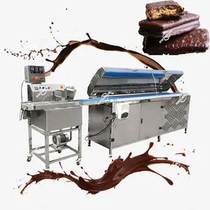 Small Chocolate Candy Cookies Enrober Enrobing Spraying Machine And Cooling Tunnel