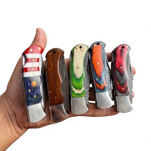 Couteau pliant de poche en acier Damas, manche en bois, haute qualité, multifonctionnel, qualité industrielle OEM, garantie 3 ans, pour détaillants, 59-60HRC - Product Image 3