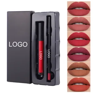Wholesale High Quality 23 Colors Waterproof Makeup Custom LOGO Lipliner Lip Stick Set Private Label Matte Liquid Lipstick