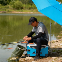Grand Parasol de Pêche Réglable à 360° Portable Pliable Protection Solaire Extérieure Anti-UV Imperméable Oxford/Polyester Séchage Rapide pour Plage