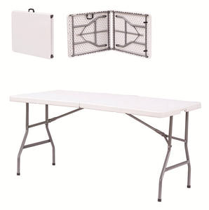 Hongqiao 6FT 1.8m Outdoor Plastic Picnic Camping Wedding Event Foldable <strong>Table</strong> Folding <strong>Table</strong> Powder Coated Finished Steel <strong>Trestle</strong> - Product Image 3