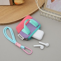 Tas Jinjing Kecil Portabel Terbaru 2026 Unisex, Tas Mini Kanvas dengan Resleting, Dompet Koin, Gantungan Kunci Headset, Tas Tali Pergelangan Tangan Kecil
