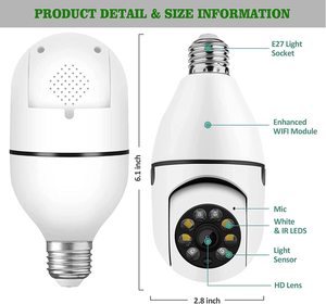 Smart Home <strong>Camera</strong> <strong>Bulb</strong> <strong>360</strong> <strong>Wifi</strong> <strong>Camera</strong> Cctv <strong>360</strong> <strong>Degree</strong> Pnaoramic <strong>Wireless</strong> Night Vision <strong>Light</strong> <strong>Bulb</strong> Security <strong>Camera</strong> - Product Image 3