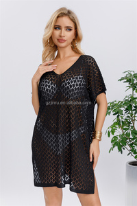 Jinru, novedad de verano, blusa con cuello en V, Serie de ganchillo, vestido de punto calado fino, suéter de <span class=keywords><strong>playa</strong></span>, Tops de ganchillo para mujer - Product Image 3