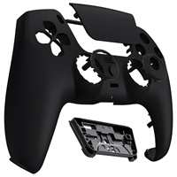 EXtremeRate Luna Coque avant noire personnalisée redessinée au toucher doux pour la réparation de la manette PS5, pièces de rechange et accessoires