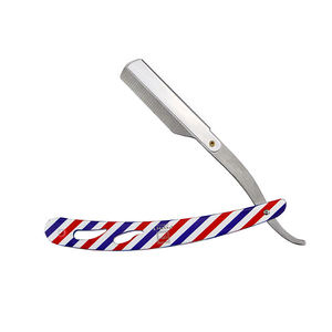 Maquinilla con hoja de afeitar plegable profesional de acero inoxidable, herramienta de afeitar de seguridad para barba con soportes rectos para maquinilla de afeitar de peluquero diseñados para hombres - Product Image 3