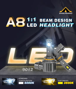 ए 8 9012 <span class=keywords><strong>30w</strong></span> <span class=keywords><strong>3000lm</strong></span> एल्यूमीनियम के नेतृत्व वाली हेडलाइट्स के साथ 1:1 बीम डिजाइन नई स्थिति 6000k रंग तापमान सार्वभौमिक फिटमेंट - Product Image 2