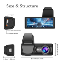 Perekam Data Acara Otomatis CPT 4K+2K, Monitor Parkir 24 Jam, Kamera Lensa Ganda Depan/Belakang di Dalam Dasbor, Mendukung Kartu 256G HDR
