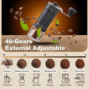 <b>Mini</b> Manual 40 Adjustable Settings Plastic Coffee <b>Grinder</b> Portable Hand Coffee Bean Mill Conical Burr 30g Household Outdoor - Product Image 2