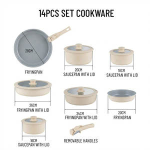 E-Top Ensemble de 14 pièces d'ustensiles de cuisson forgés sur mesure en aluminium, comprenant des marmites, des casseroles, des poêles et des sauteuses, compatible induction et résistant au four - Product Image 2