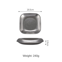 Assiette à dîner carrée rétro en acier inoxydable de luxe YolecenCustom Laitu, vaisselle, assiette à steak, à pâtes, à dessert, vente en gros