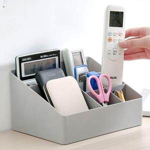 Desktop Storage Box Large Capacity Organizer For Remote <b>Controls</b> Pens Cosmetics Office Desk Compartmentalized Gray - Product Image 1
