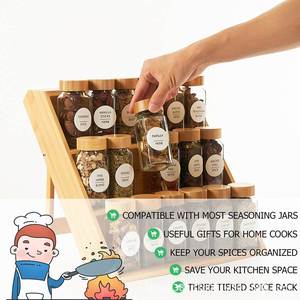 3 Tier Bamboo Spice Rack <b>Storage</b> Wooden Spice Rack Shelf <b>Kitchen</b> - Product Image 4