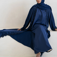 Ensemble Abaya Élégant en Dentelle Brodé Personnalisé, Kaftan Turc Longueur Ras du Sol, Tenue Décontractée pour Fêtes, Doux et Respirant, Vente en Gros