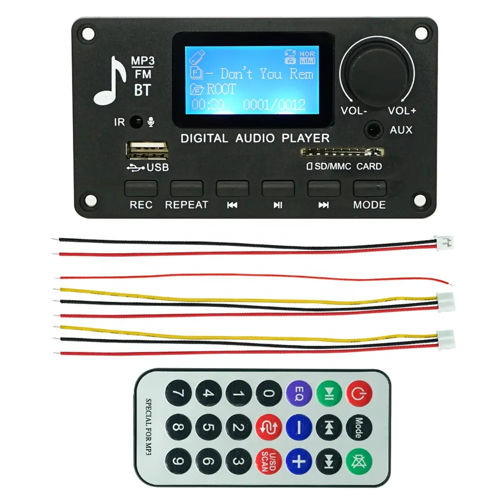 FM 라디오 USB 키트 원숭이 BT 무선 오디오 스피커 MP3 플레이어 모듈 볼륨 노브 LCD 화면 디스플레이