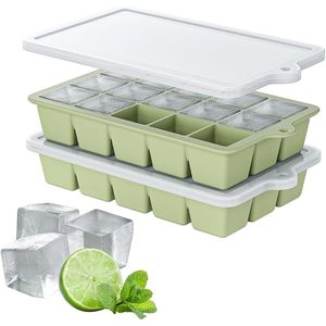 Moldes Apilables para Cubitos de Hielo de Silicona, Libres de BPA, Bandeja de Hielo Cuadrada Grande, Logotipo Personalizado, Moldes de Hielo Cuadrados Grandes, Juego de Accesorios de Cocina - Product Image 1