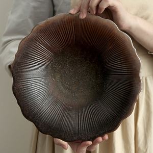 Vajilla rústica en forma de flor de cerámica japonesa para <span class=keywords><strong>restaurante</strong></span>, platos de cena para fruta, Pasta, porcelana única para servir fruta y sopa - Product Image 1