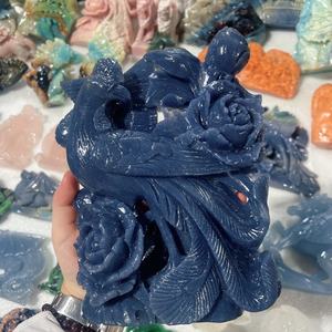 Grosir bahan campuran alami ukiran kristal ayam kristal kuda jantan kerajinan ukiran Quartz untuk dekorasi - Product Image 2