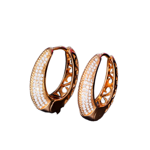 LianshijingTrendy Boucles d'oreilles créoles huggie à clipser en <span class=keywords><strong>laiton</strong></span>, pavées de zircons CZ, avec placage rhodium et or 18 carats pour femme - Product Image 1