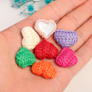 Boutons plats en fil de laine en forme de cœur 19x22mm, accessoires de bijoux DIY, mélange de couleurs aléatoires - Product Image 4