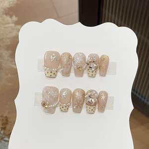 Nuevo francés Press-On ABS Uñas postizas Lote al por mayor de moda con pajarita Diseño de diamantes de imitación de <span class=keywords><strong>nieve</strong></span> para los dedos Producto de belleza - Product Image 1