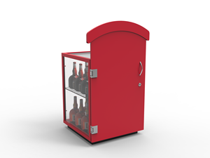 Support à <span class=keywords><strong>vin</strong></span> en métal rouge à 2 niveaux, présentoir de boissons transparent, support de sol, vitrine à cocktails avec porte arrière pour magasin de détail - Product Image 4