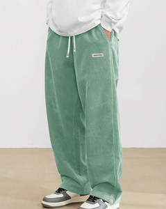 <span class=keywords><strong>Pantaloni</strong></span> Casual da Uomo in Corduroy, Moda, Vestibilità Ampia, Gamba Larga, <span class=keywords><strong>Pantaloni</strong></span> Dritti, <span class=keywords><strong>con</strong></span> <span class=keywords><strong>Elastico</strong></span> in Vita e Coulisse - Product Image 1
