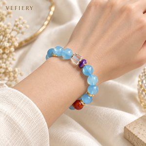 Natural Aquamarine Red Agate Clear Quartz Charoite Mixed <b>Beaded</b> Stretch <b>Bracelet</b> for Women Jewelry Wholesale - Product Image 2