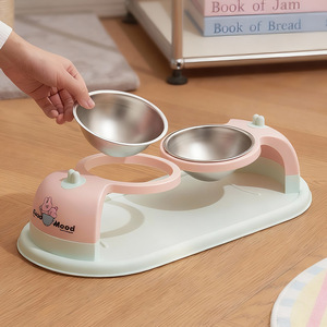 Double gamelle en acier inoxydable pour chats, surélevée, antidérapante, amovible, facile à nettoyer, distributeur de nourriture pour animaux de compagnie - Product Image 2