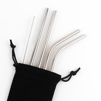 Ensemble de pailles en acier inoxydable pliables de qualité alimentaire, respectueuses de l'environnement, pour gobelets, couleur argent, pour la maison et le bar, BOTHWINNER, moderne
